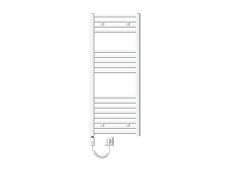 Radiateur de salle de bain électrique, 500 x 1200 mm, Blanc, droit avec raccordement