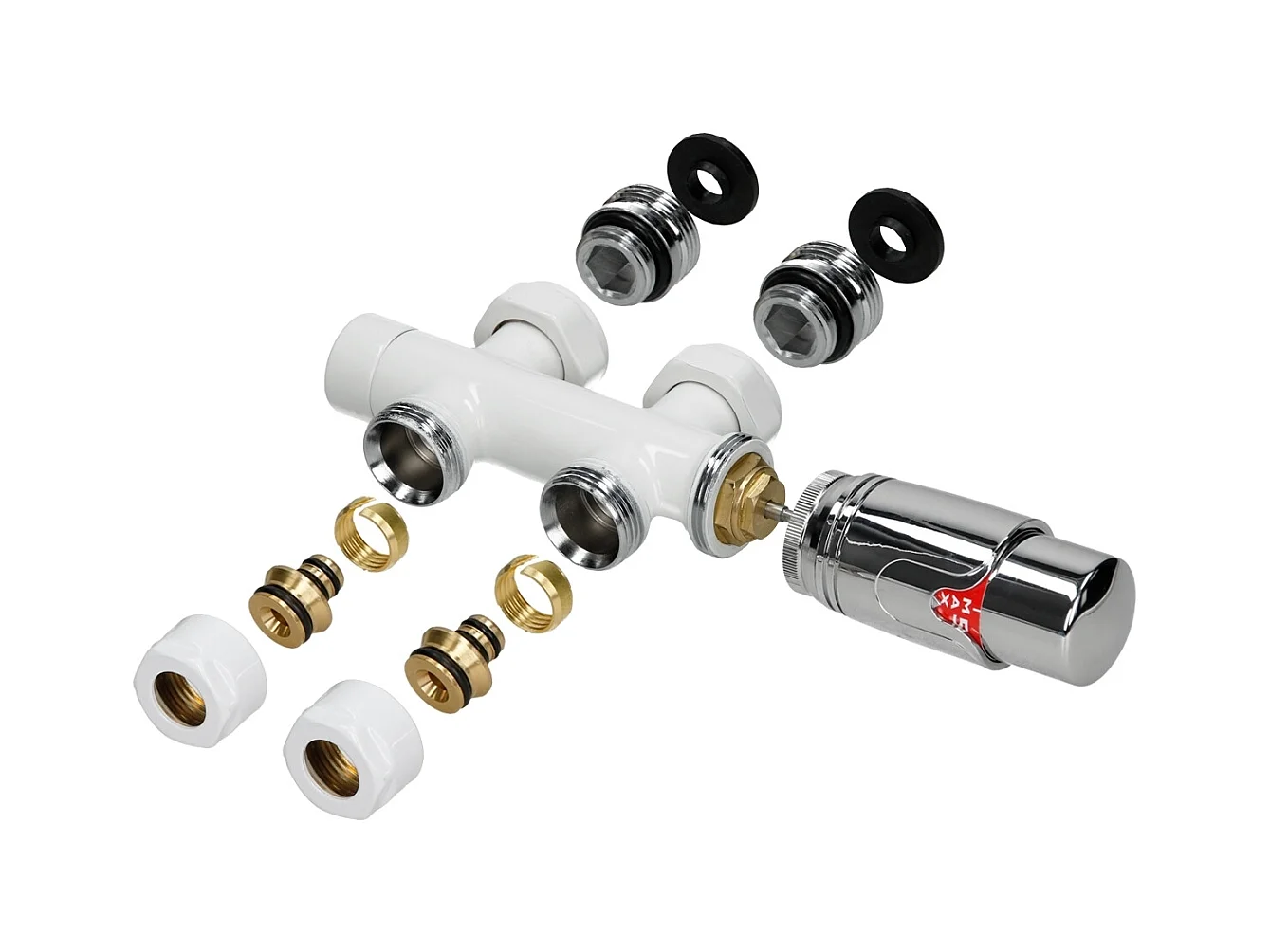 Radiateur de Salle de Bain Iron EM 600x1000 mm Blanc Raccord Central au Bas avec Garniture