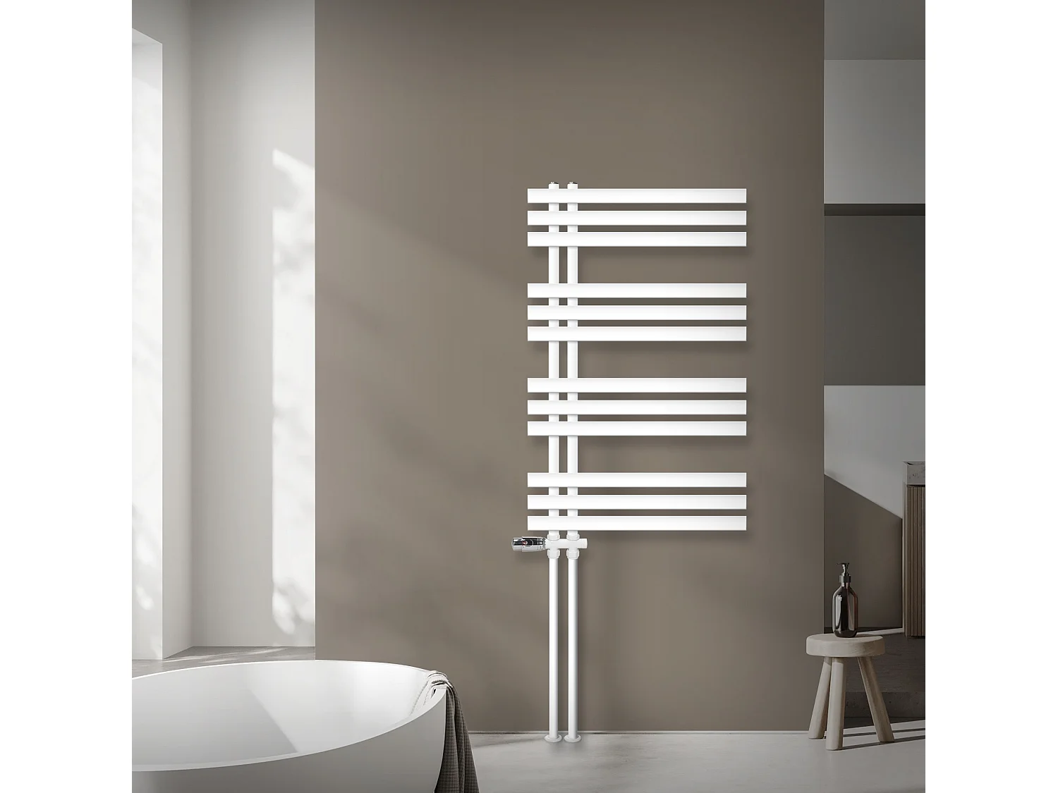 Radiatore da bagno Iron EM 600x1000mm Bianco Attacco Centrale Inferiore con Profilo