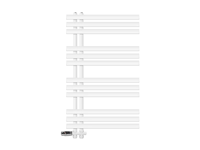 Radiateur de Salle de Bain Iron EM 600x1000 mm Blanc Raccord Central au Bas avec Garniture