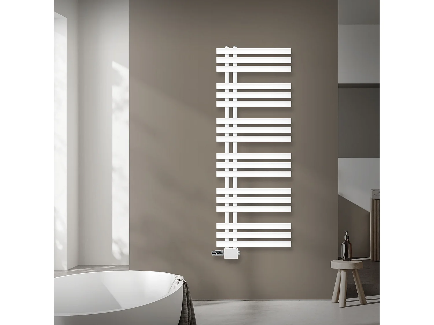 Radiador de Diseño Iron EM 500x1400 mm Blanco Conexión Central Inferior con Embellecedor