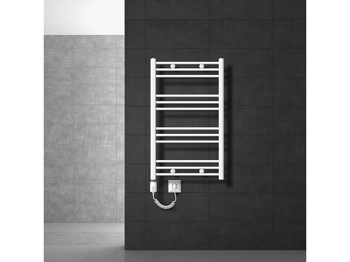Radiador de baño eléctrico blanco Sahara 600x800 mm conexión lateral derecha