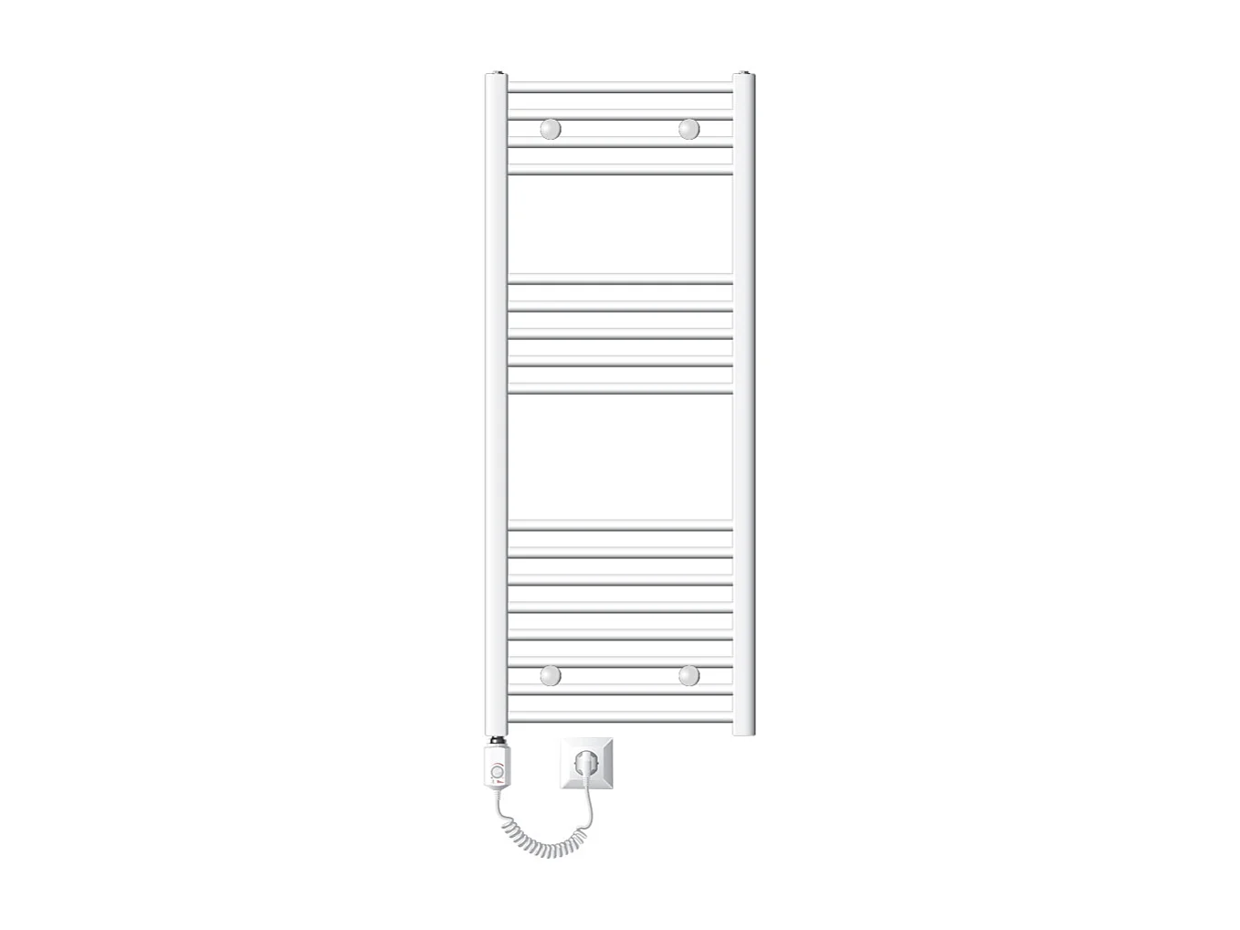Radiateur de salle de bain électrique, 500 x 1200 mm, Blanc, droit avec raccordement