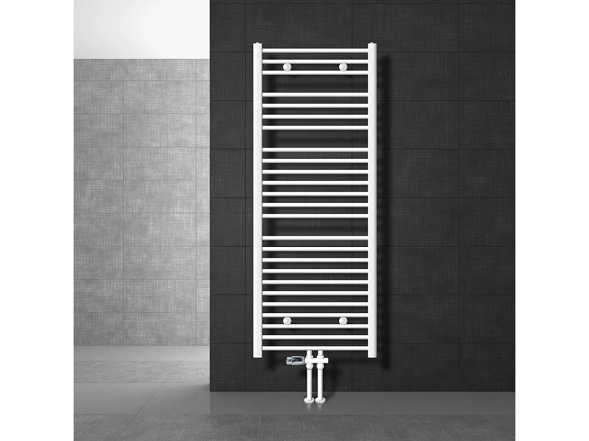 Radiatore di design Sahara non elettrico, 600 x 1500 mm, bianco, attacco centrale, con kit