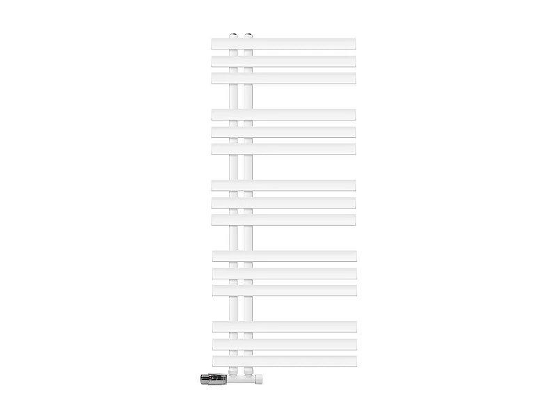 Radiateur de Salle de Bain Iron EM 500x1200 mm Blanc Raccord Central au Bas avec Garniture