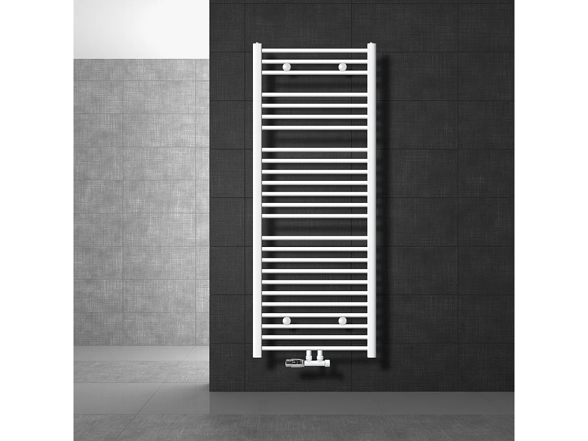 Radiatore di design Sahara non elettrico, 600 x 1500 mm, bianco, attacco centrale, con kit