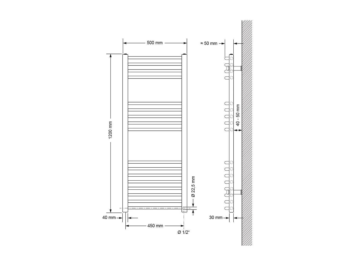 Radiateur de Salle de Bain Electrique, Anthracite, Elément Chauffant 1200W Chrome