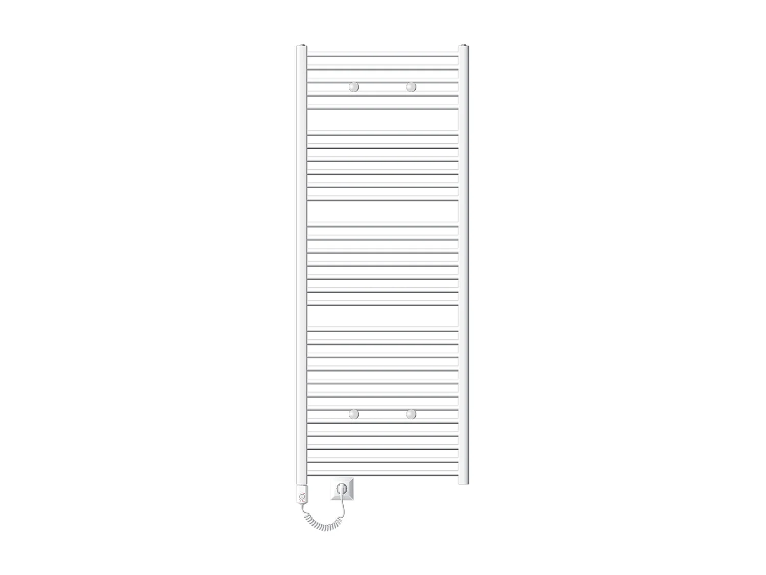 Radiateur de salle de bain électrique 1200W, 750 x 1800 mm, blanc, droit avec raccordement