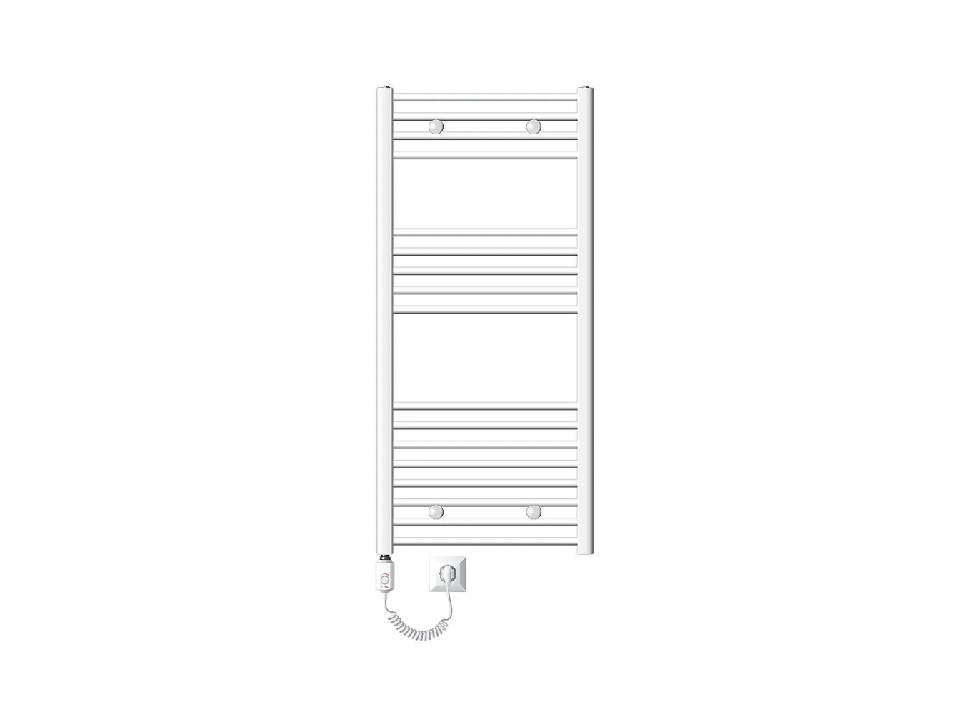 Radiatore con elemento riscaldante elettrico 1200W, 600 x 1200 mm, bianco, attacco laterale