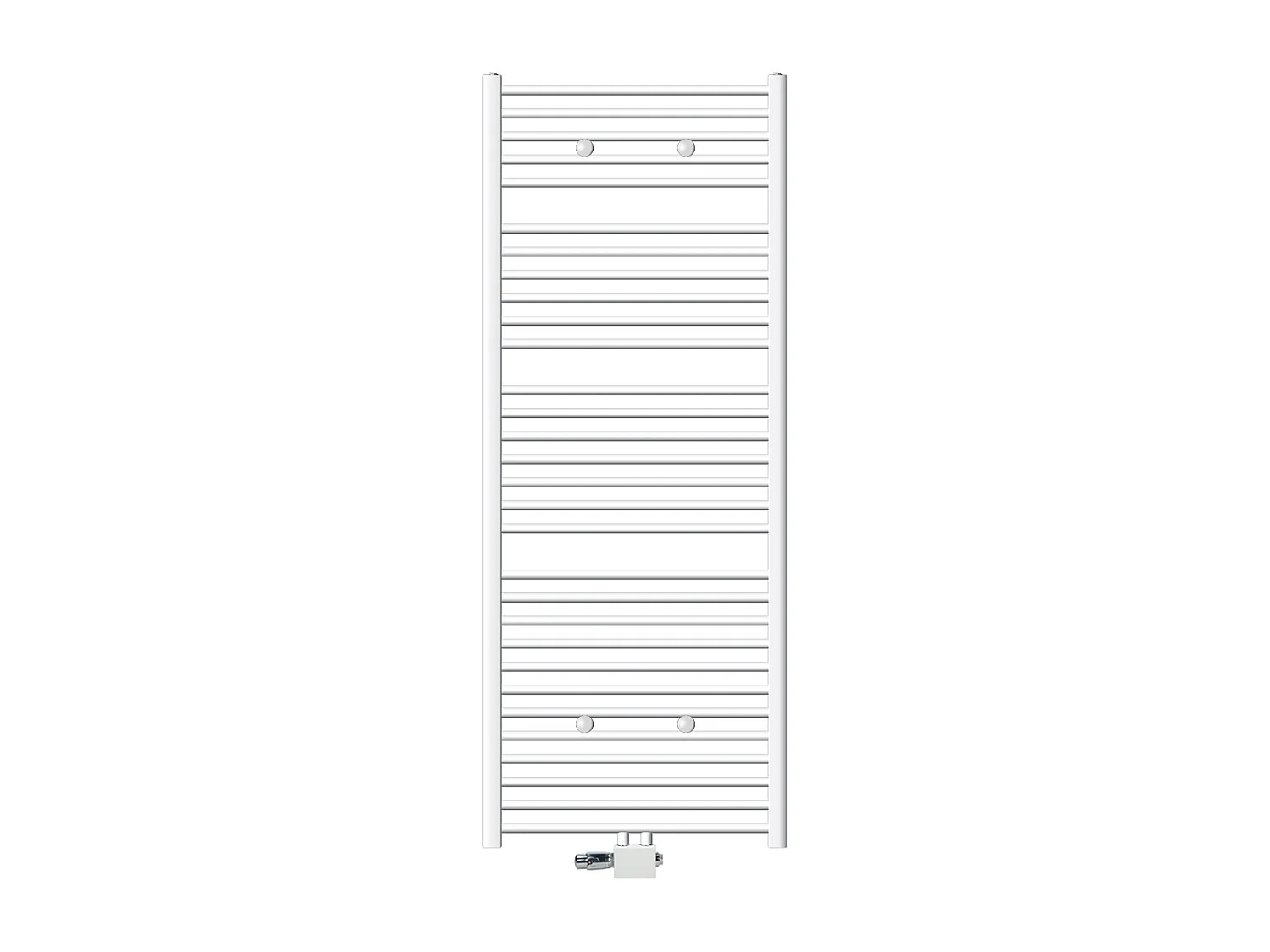 Radiateur de Salle de Bain Sahara, 750x1800 mm, Blanc, Courbé avec Connexion Centrale