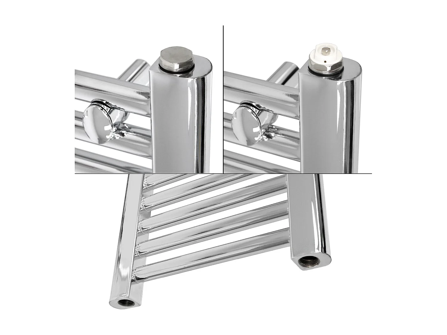 Radiateur Sèche-serviettes électrique 500 x 1500 mm Barre coudée chromée 900W