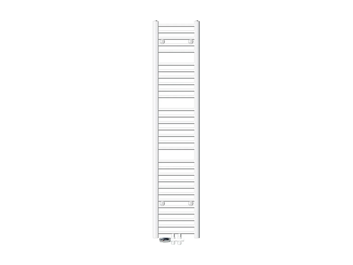 Radiateur de Salle de Bain 300x1800 mm Blanc Droite Raccord Central au Bas avec Garniture