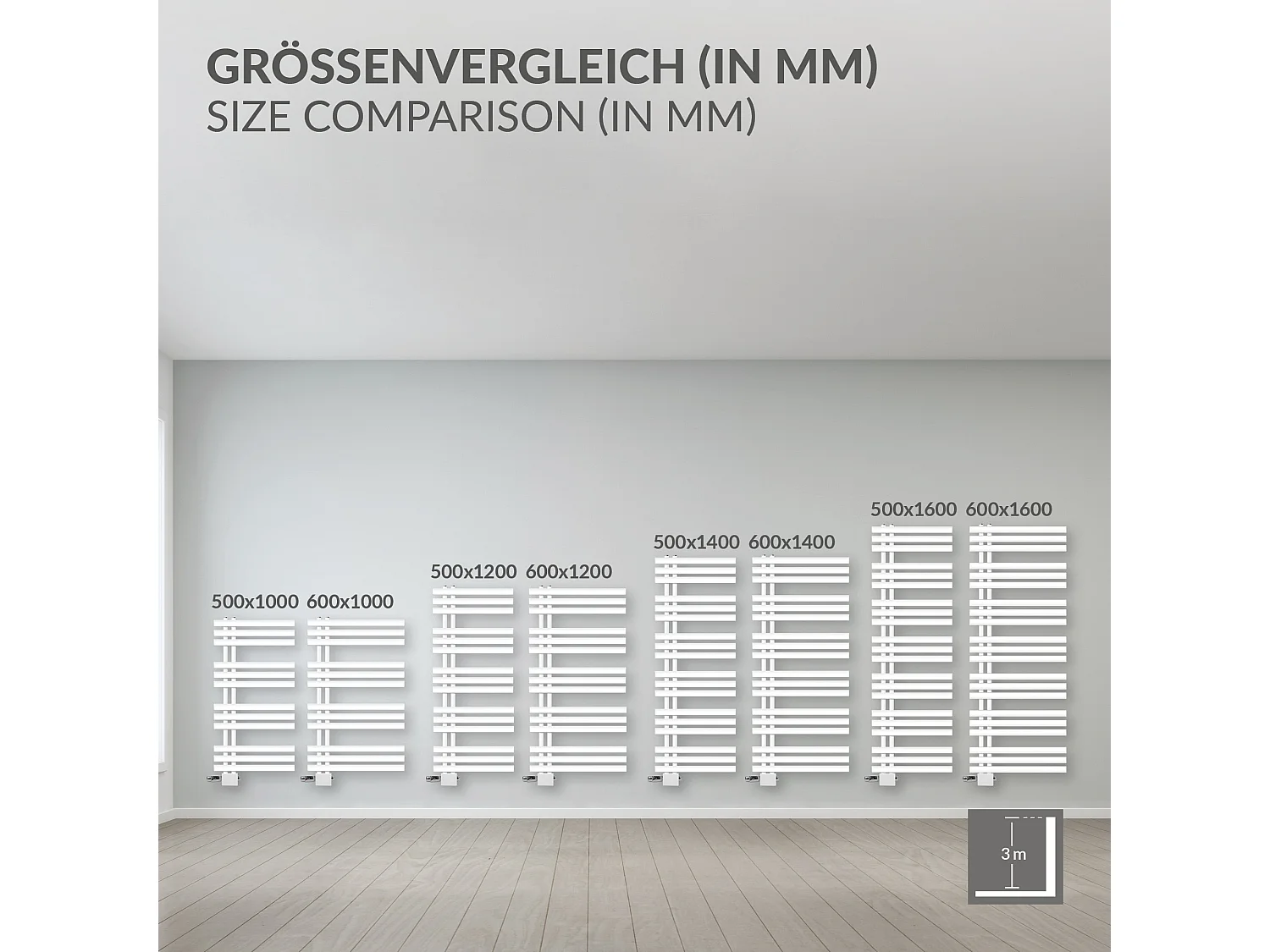 Radiador toallero Iron EM Design, 600 x 1400 mm, blanco, radiador de baño