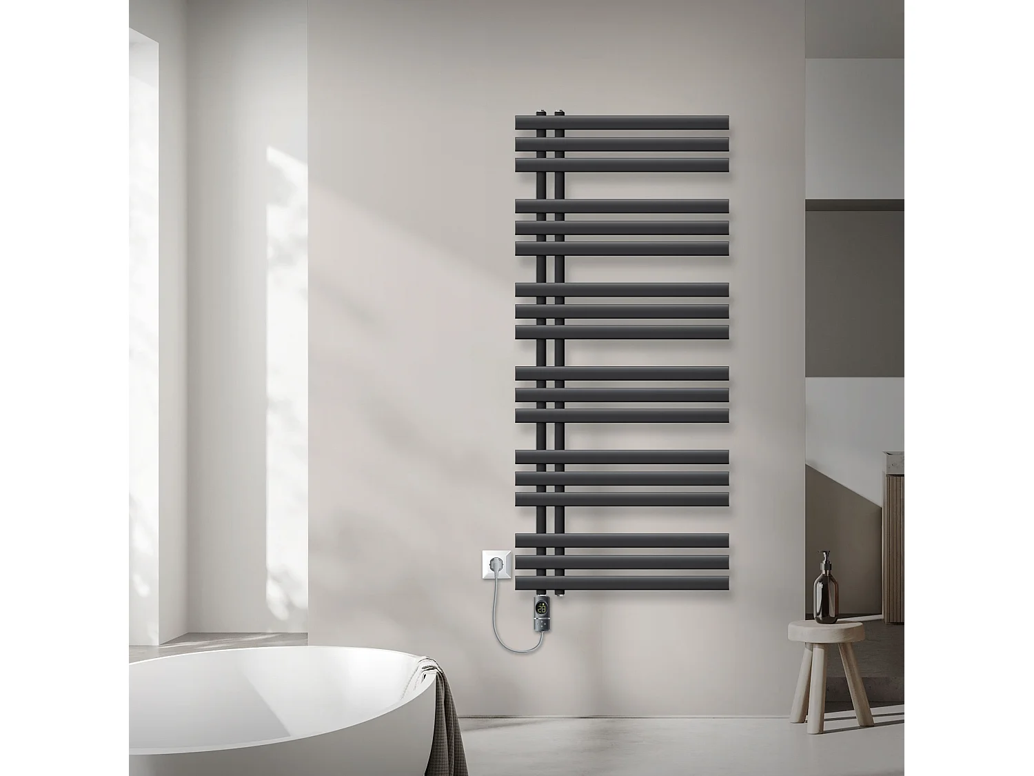 Radiateur électrique pour salle de bain Iron EM 600x1400mm Anthracite + résistance 900W