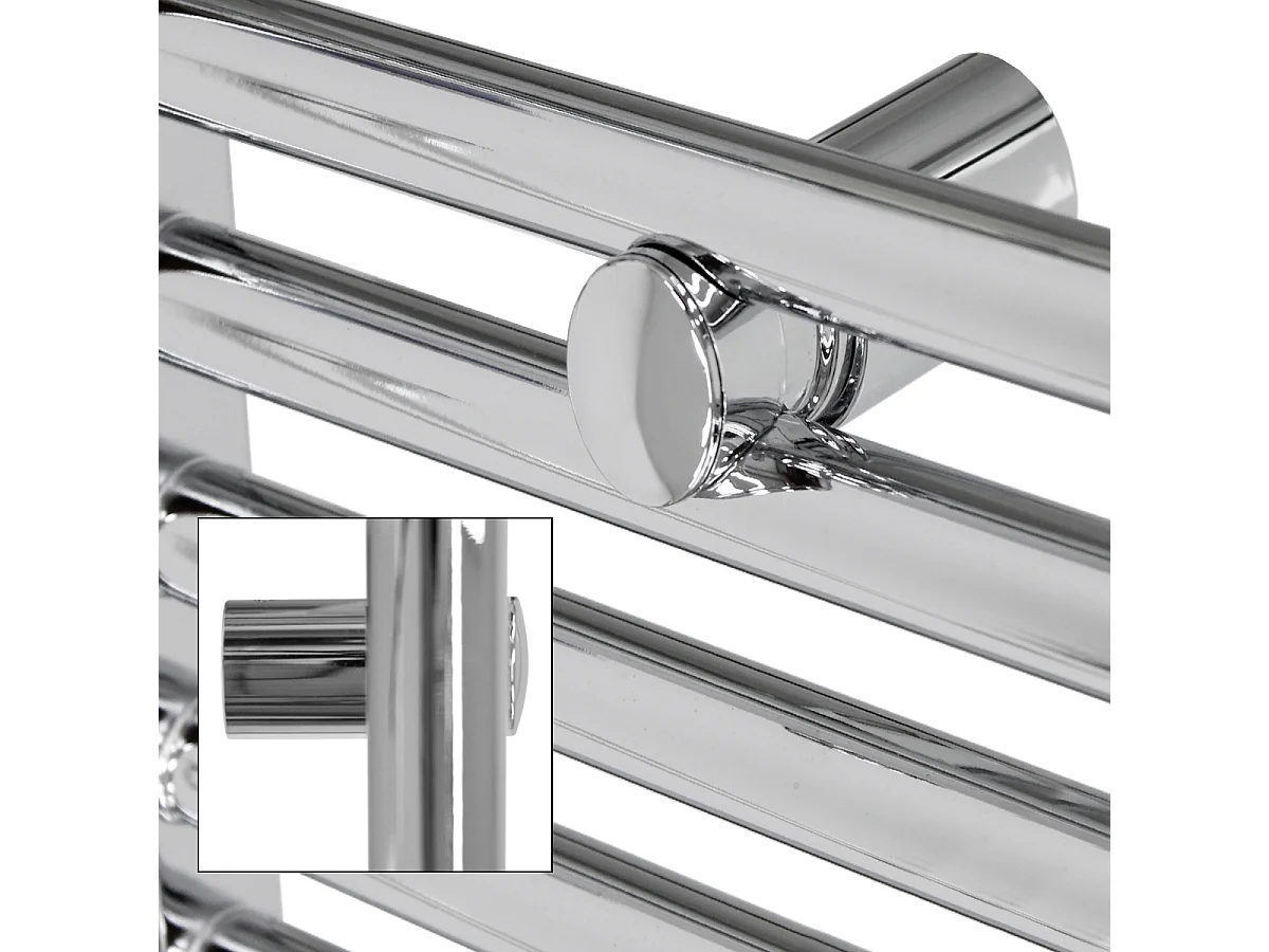 Radiateur de salle de bain électrique 600W, 500 x 800 mm, chrome, droit avec raccordement