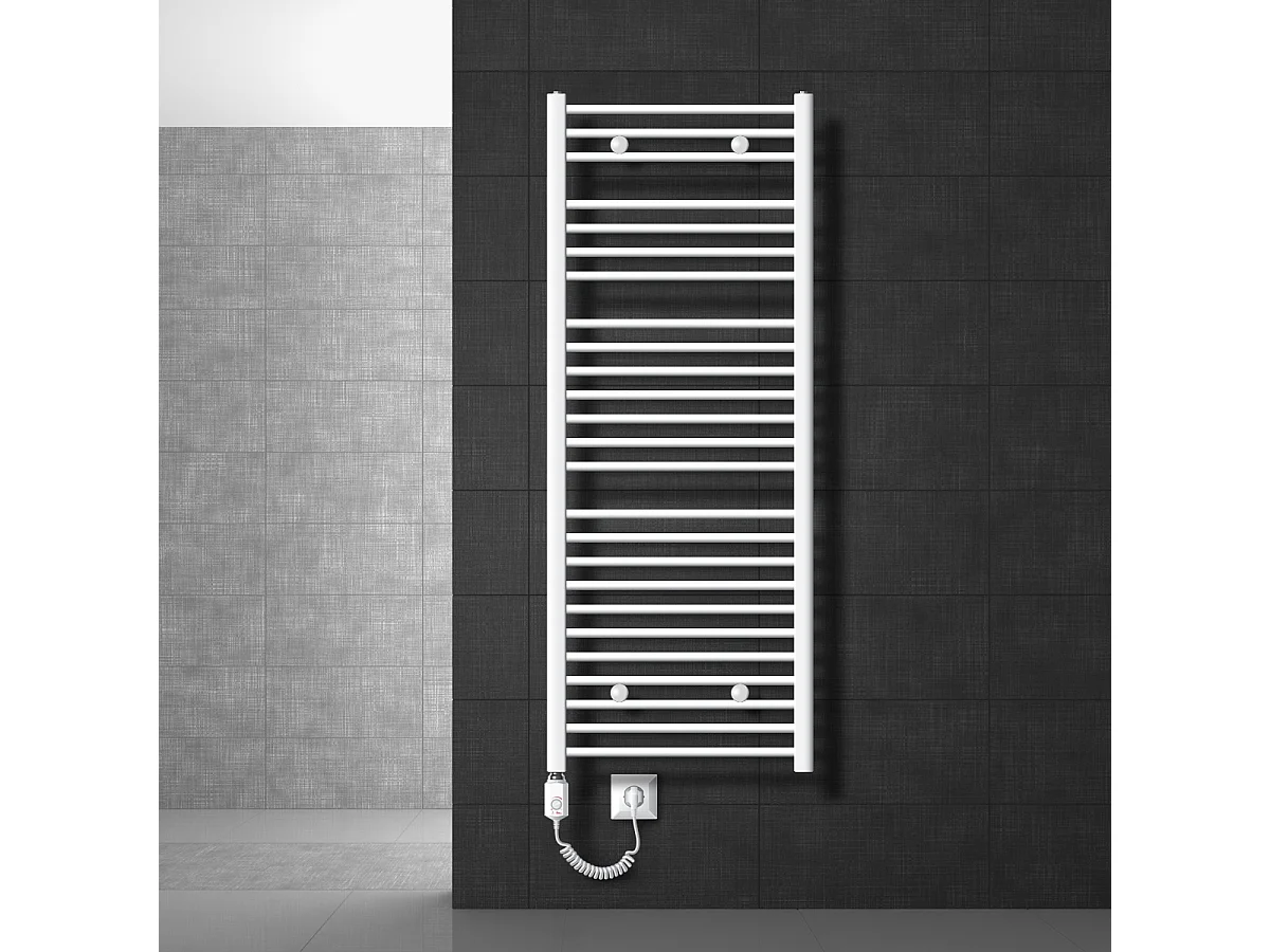 Sèche-serviettes droit 600 x 1500 mm blanc électrique 1200W