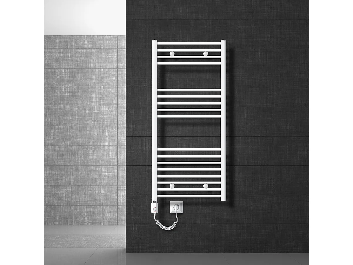 Radiador con resistencia eléctrica 900W, 600 x 1200 mm, blanco, conexión lateral