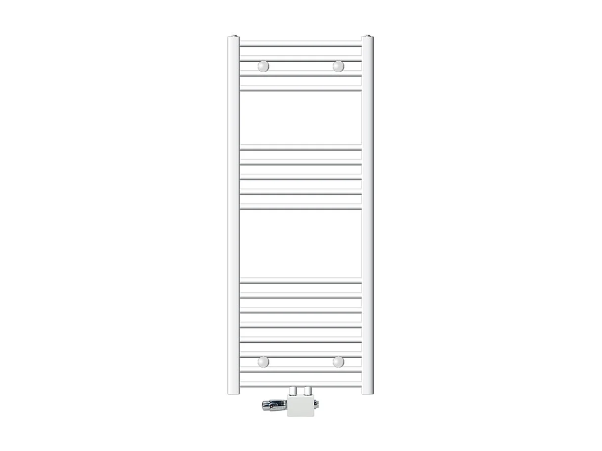 Radiatore di design Sahara non elettrico, 500 x 1200 mm, bianco, attacco centrale, con kit