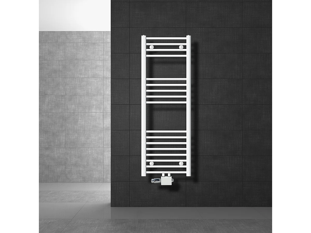 Sèche-Serviettes Sahara Non Électrique, 400 x 1200 mm, Blanc, Connexion Central