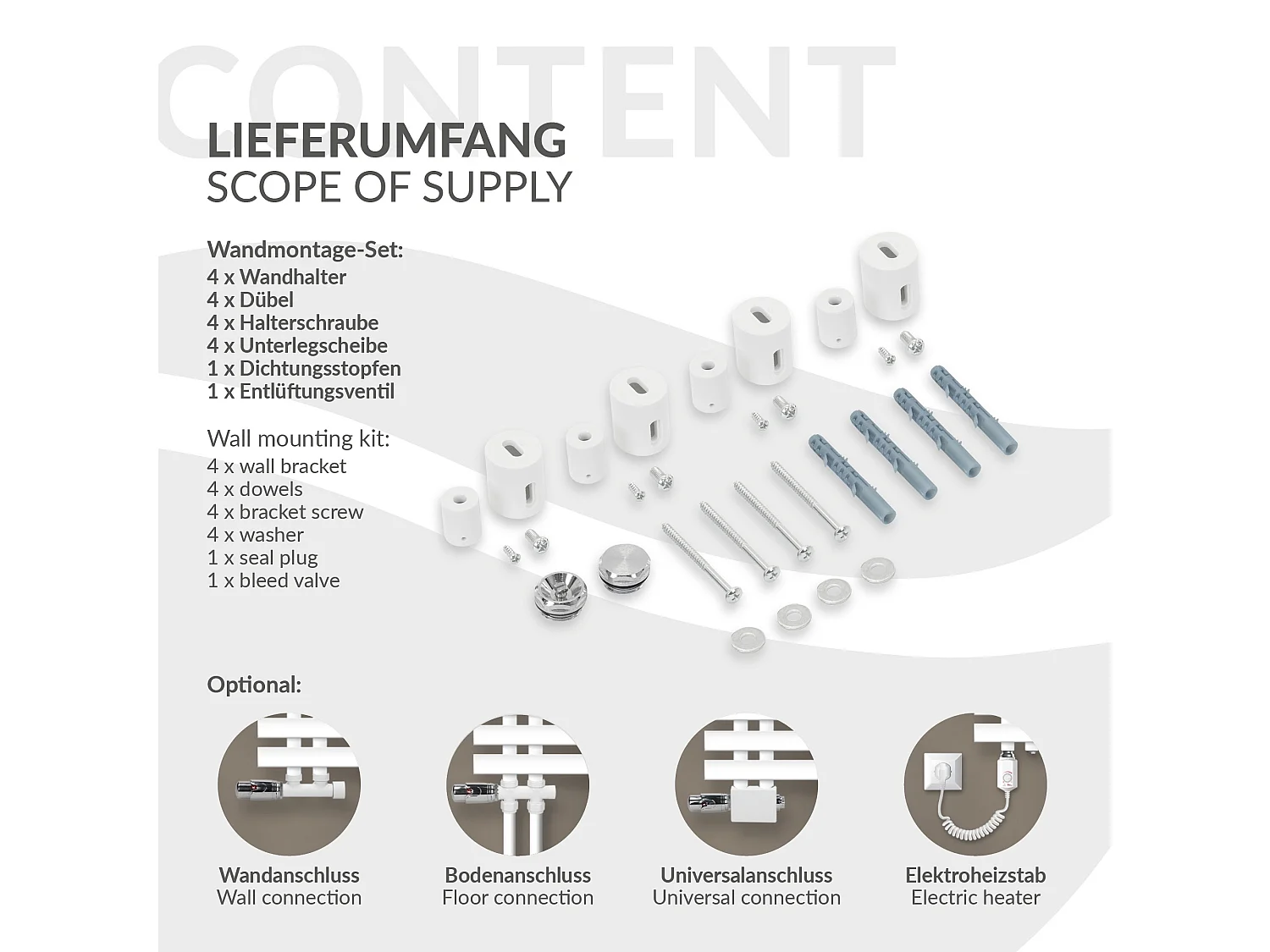 Iron EM Design Radiateur Sèche-Serviettes, 500 x 1400 mm, Blanc, Radiateur Salle de Bain