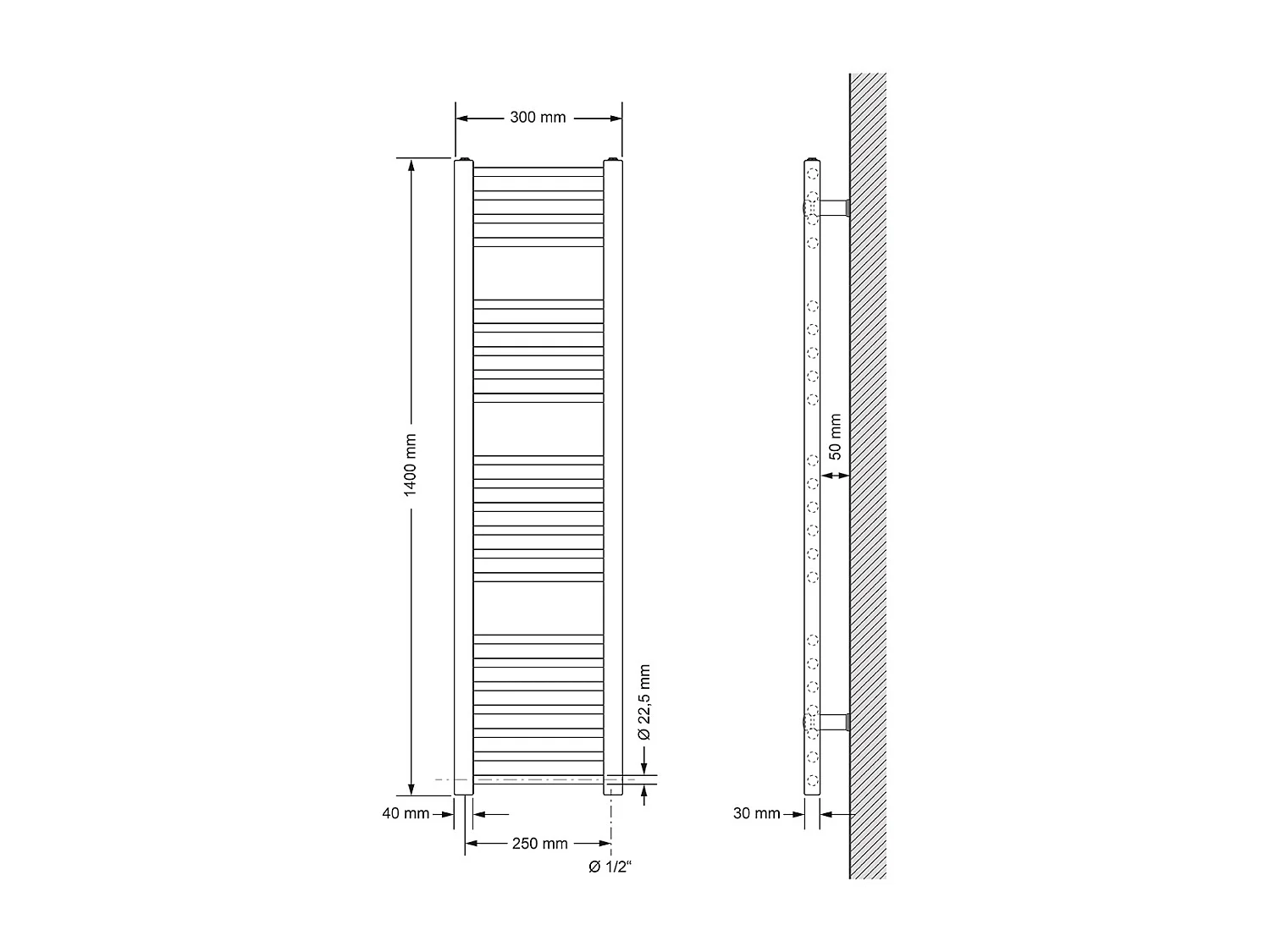 Radiateur Design Sahara Électrique Anthracite avec Elément Chauffant Chromé 1200W