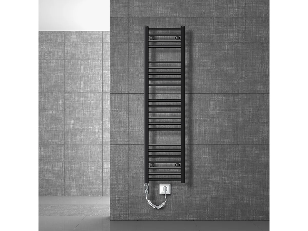 Radiateur Design Sahara Électrique Anthracite avec Elément Chauffant Chromé 1200W
