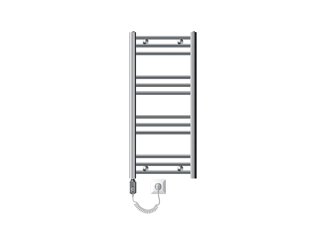 Radiateur Electrique avec Elément Chauffant 300W, 400 x 800 mm, Chrome, Connexion Latéral