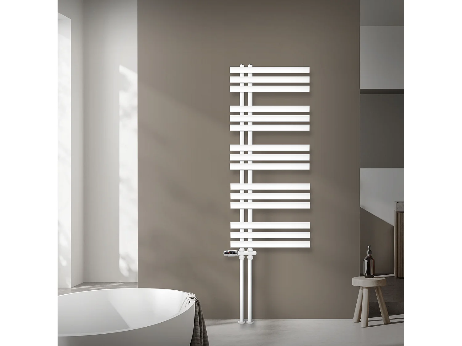 Radiatore da bagno Iron EM 500x1200 mm Bianco Attacco inferiore laterale con rifiniture