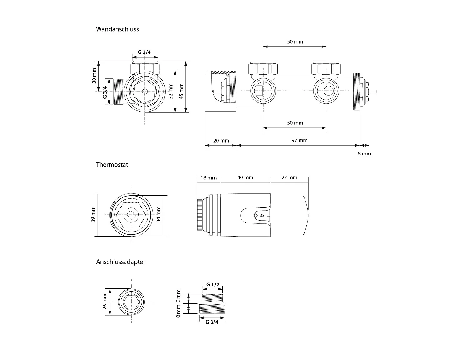 Radiatore Sahara non elettrico, 500 x 1500 mm, bianco, attacco centrale