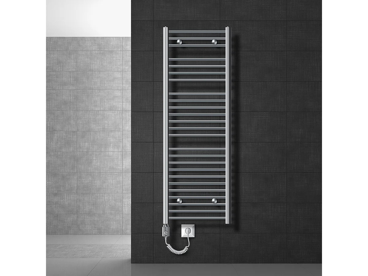 Radiatore elettrico 500 x 1500 mm barra angolare cromata 1200W