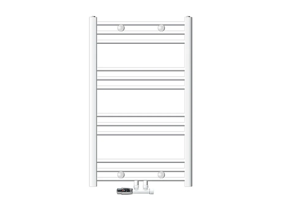 Calentador de toallas no eléctrico Sahara, 600 x 800 mm, blanco, conexión central