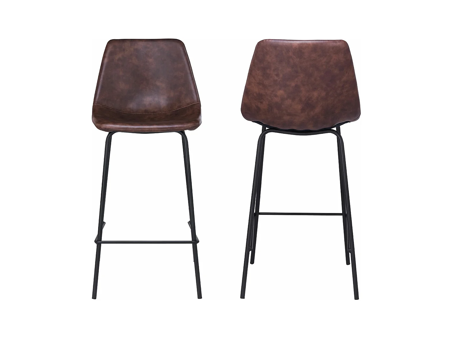 Lote de 2 taburetes de bar vintage LUCIEN marrón Altura del asiento 65cm