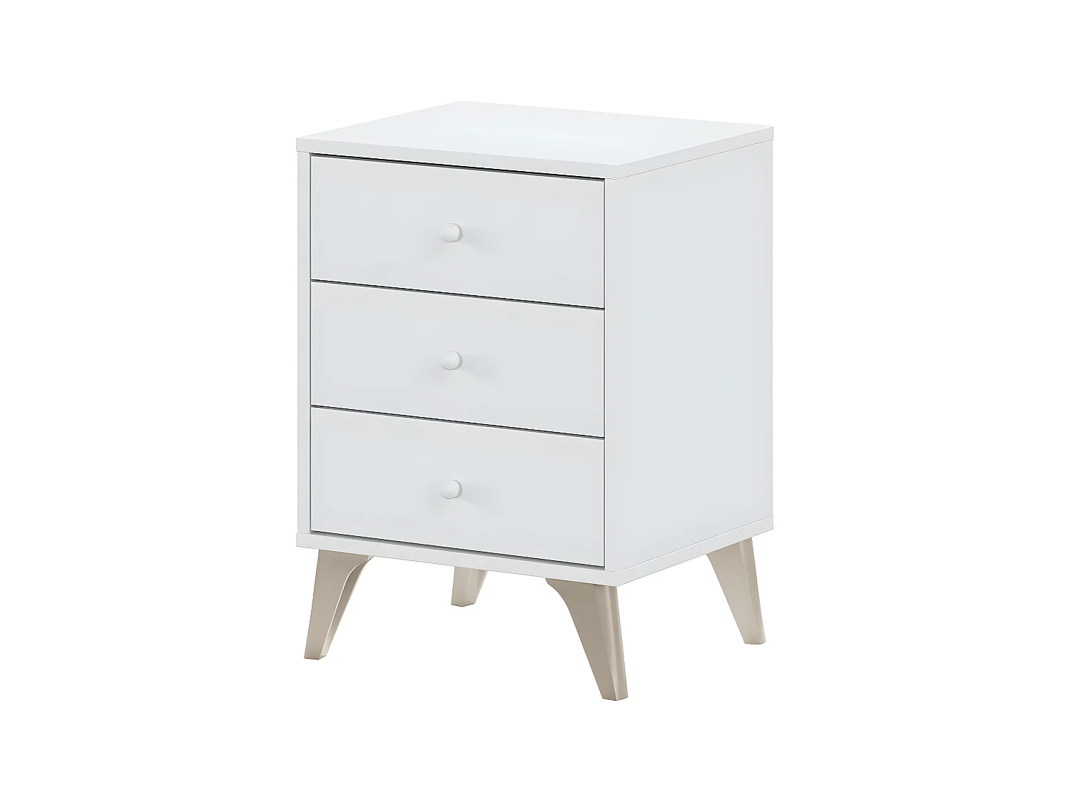 Table de chevet avec 3 tiroirs coloris blanc Artic - Hauteur 56 x Longueur 40 x Profondeur 33,5 cm