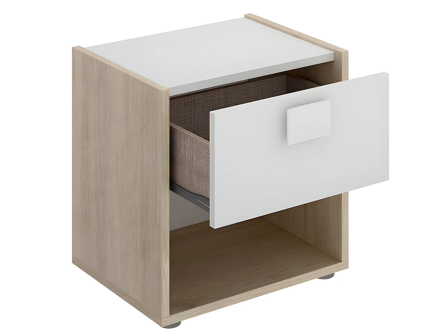 Table de chevet Table de nuit enfant coloris chêne/blanc - Longueur 40 x Hauteur 42 x Profondeur 33 cm