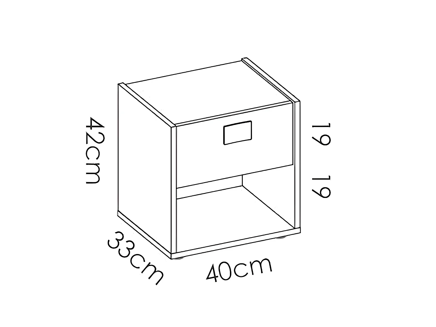 Table de chevet Table de nuit enfant coloris chêne/blanc - Longueur 40 x Hauteur 42 x Profondeur 33 cm
