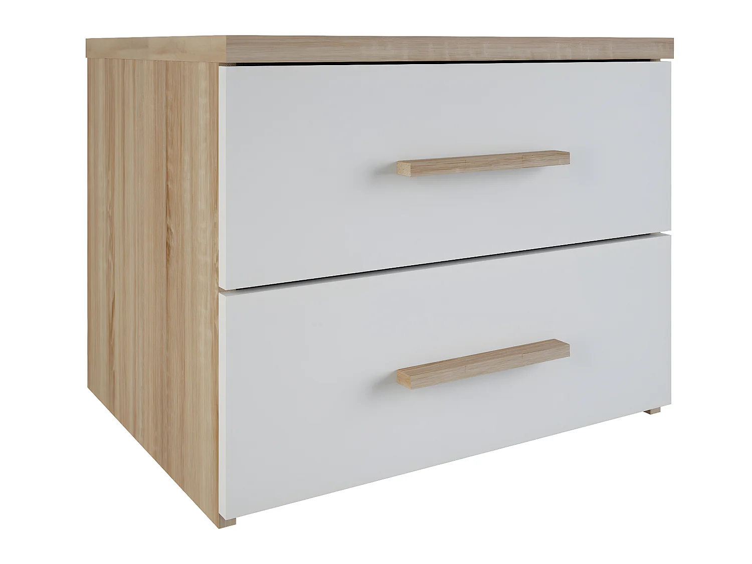 Chevet avec 2 tiroirs "SELENA" chene blanc / perle - Dim : 50,3 x 39,9 x 41,9 cm