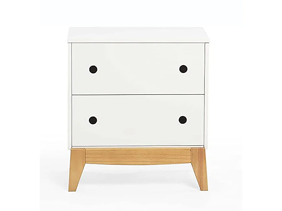 Table de Chevet table de nuit en MDF et pin massif laqué blanc et chêne - Longueur 55 x Profondeur 30 x Hauteur 59,9 cm