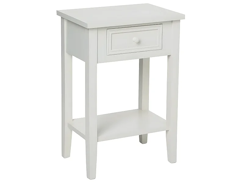 Table de chevet 1 tiroir blanc, H60 x L45 x P30 cm