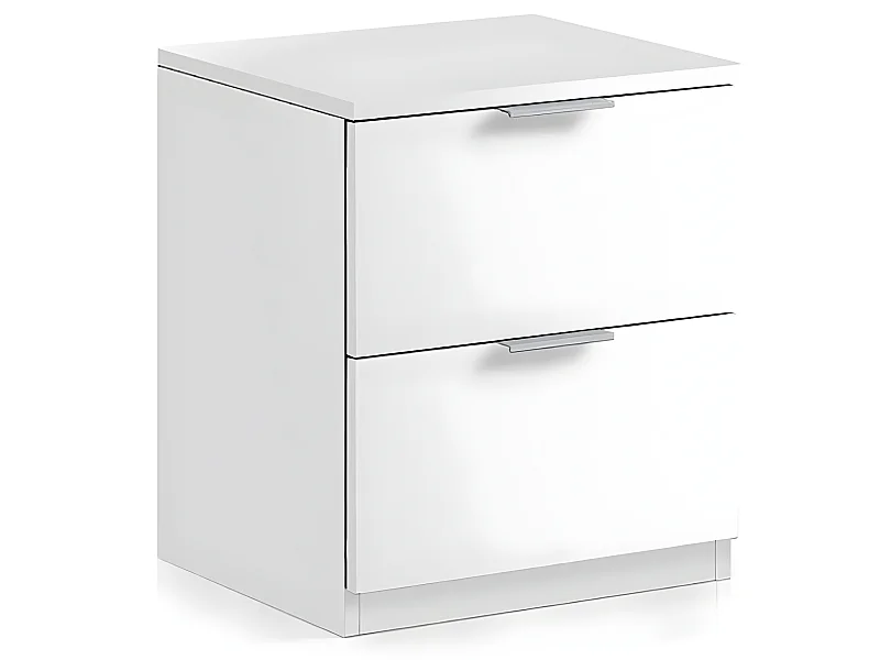 Table de chevet avec 2 tiroirs coloris blanc - 45 x 38 x 33,5 cm