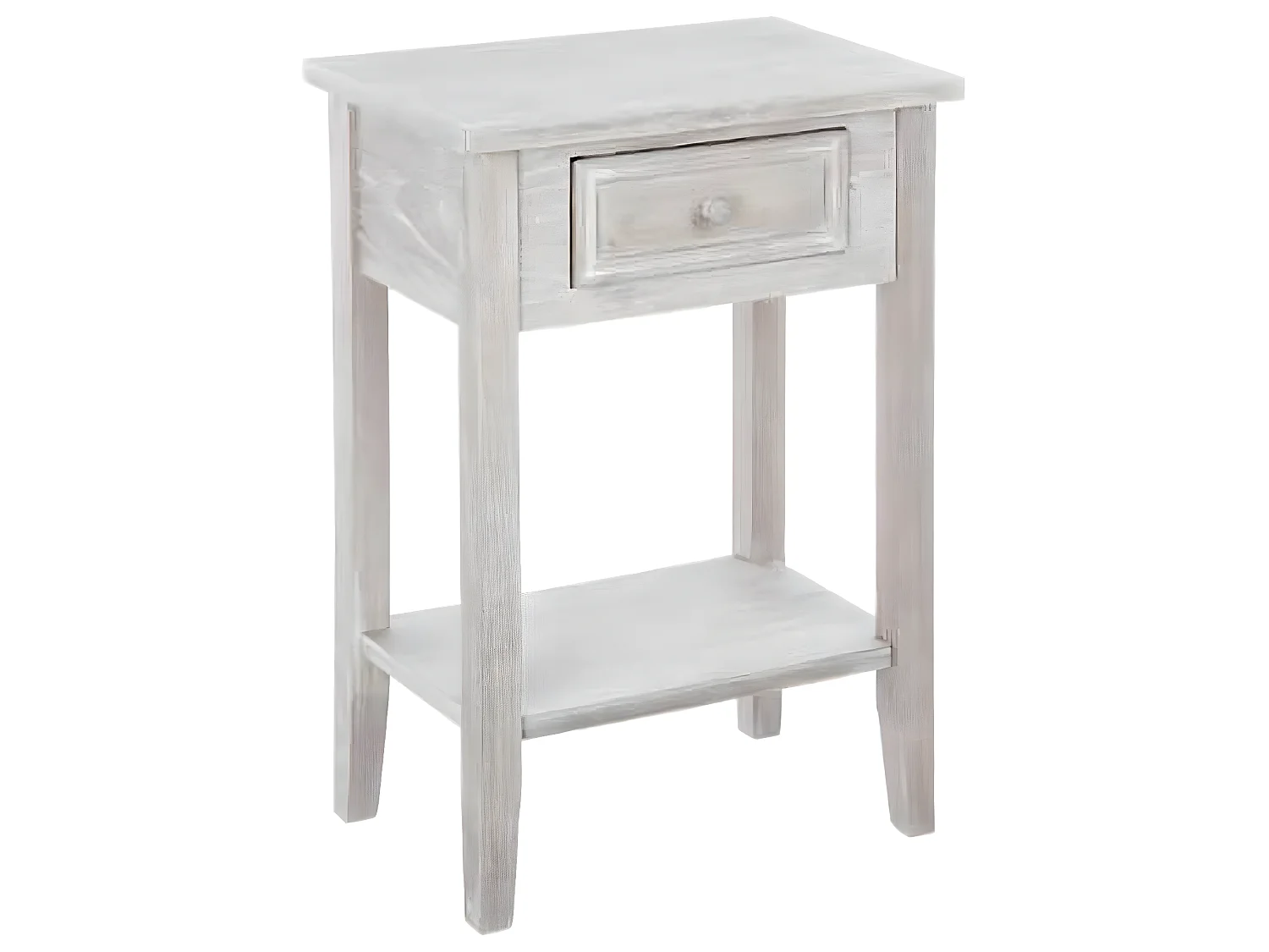 Table de chevet en bois blanchi avec un tiroir - H60 x P30 x L45 cm