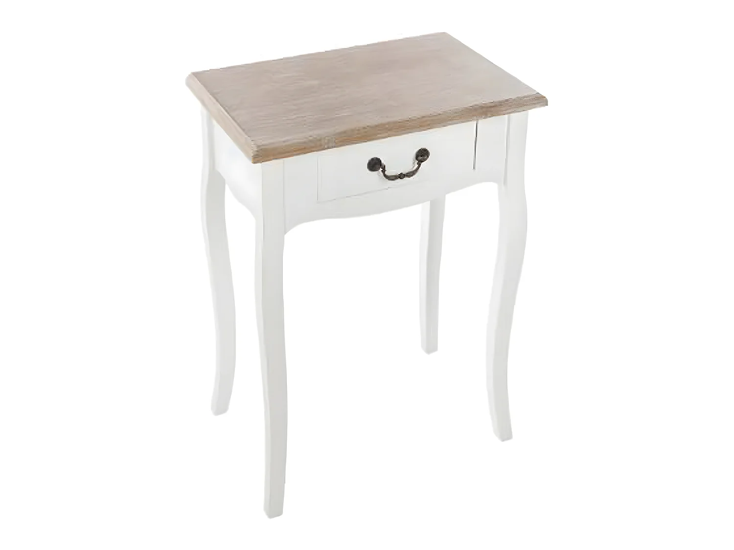 Chevet en bois avec tiroir, coloris blanc/chêne - Dim : L.47 x l.30 x H.65 cm