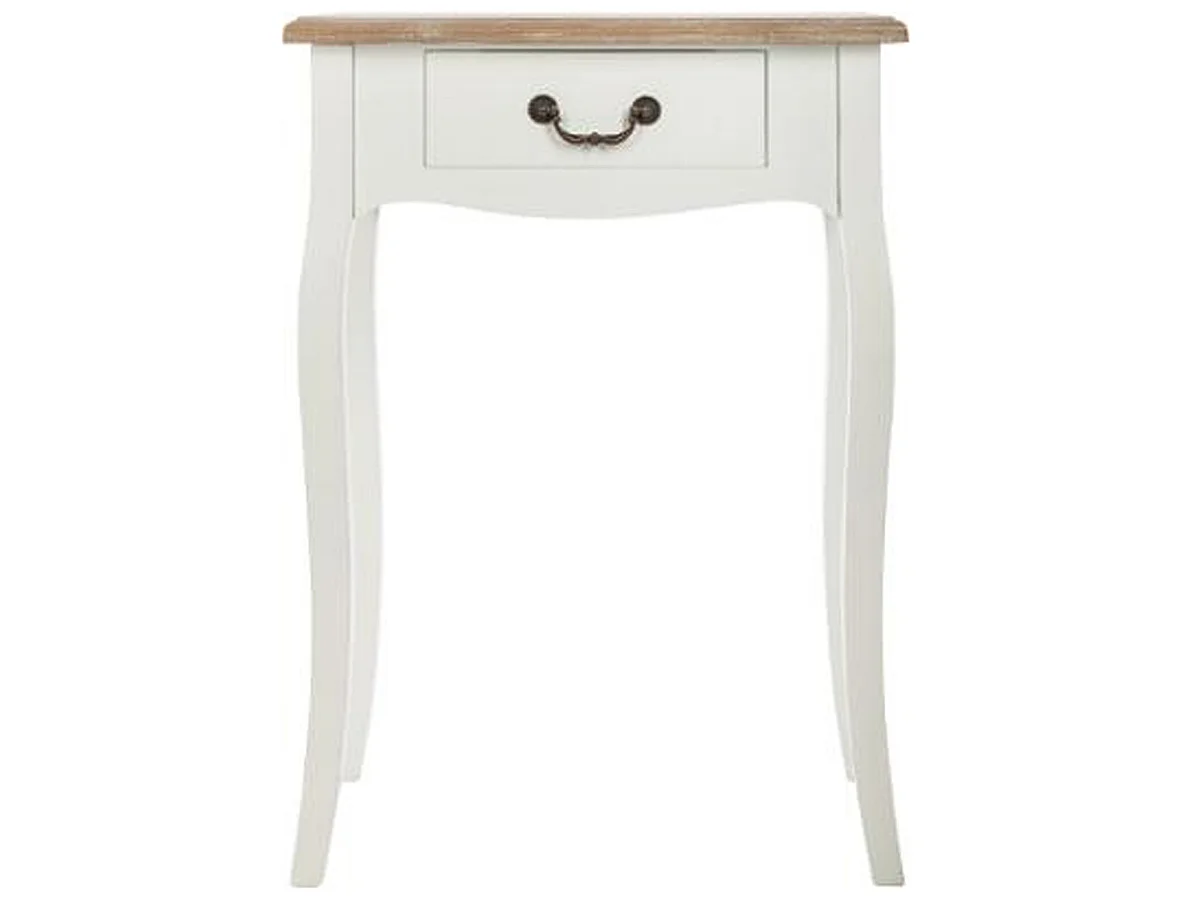 Chevet en bois avec tiroir, coloris blanc/chêne - Dim : L.47 x l.30 x H.65 cm