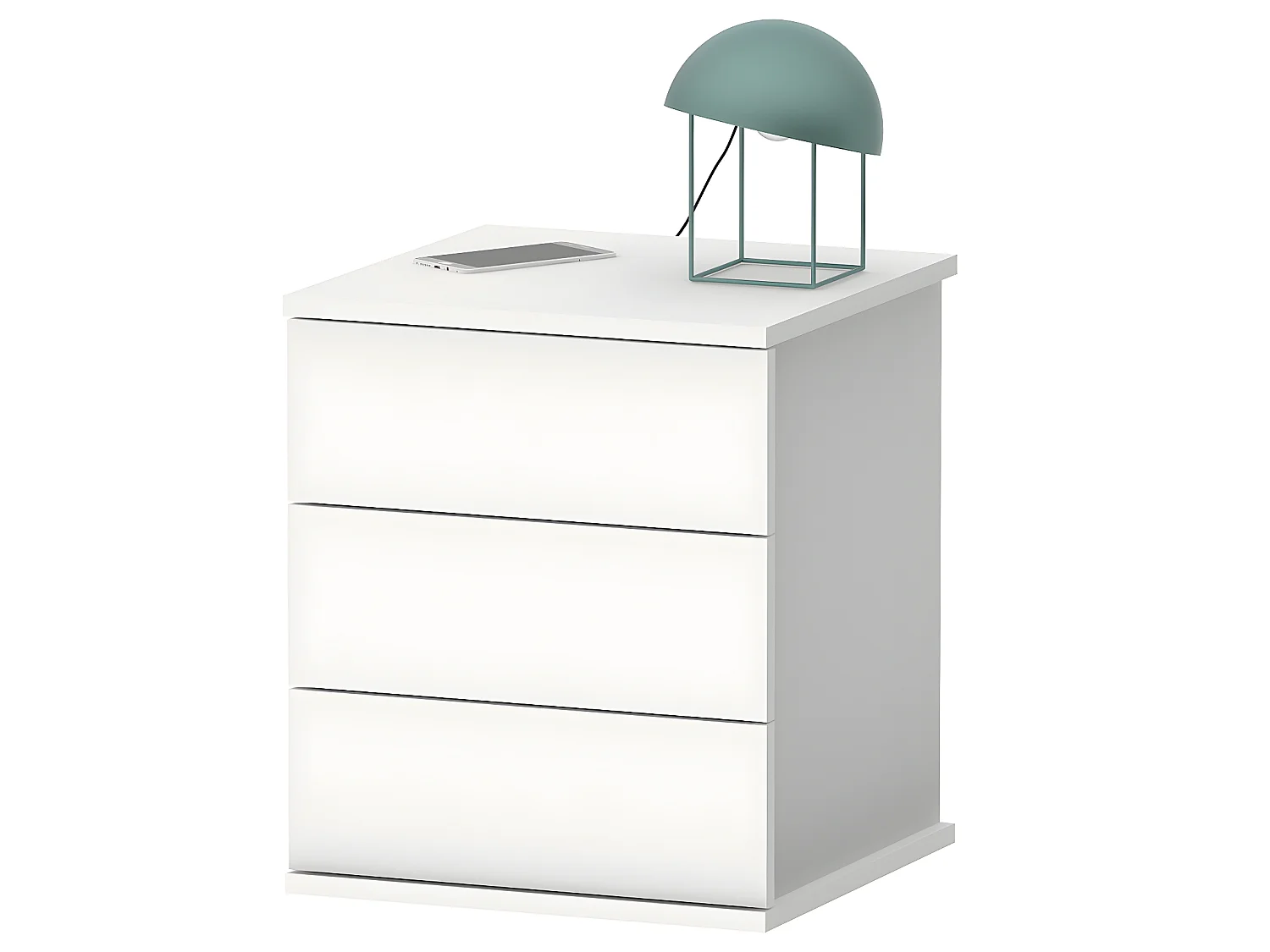 Table de chevet / Table de nuit coloris Blanc - Hauteur 48.5 x Longueur 41 x Profondeur 40 cm