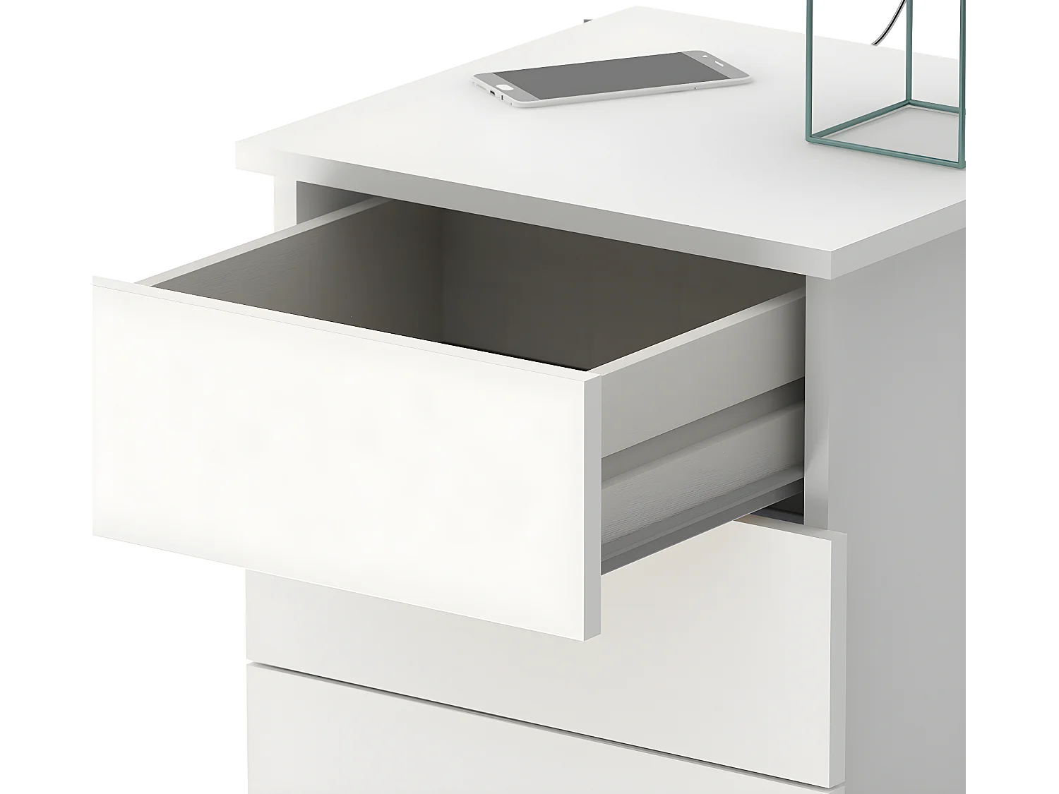 Table de chevet / Table de nuit coloris Blanc - Hauteur 48.5 x Longueur 41 x Profondeur 40 cm