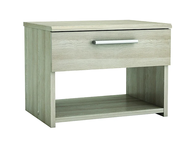Chevet avec 1 tiroir coloris chêne shannon - Dim : 42,5 x 32,1 x 32,3 cm