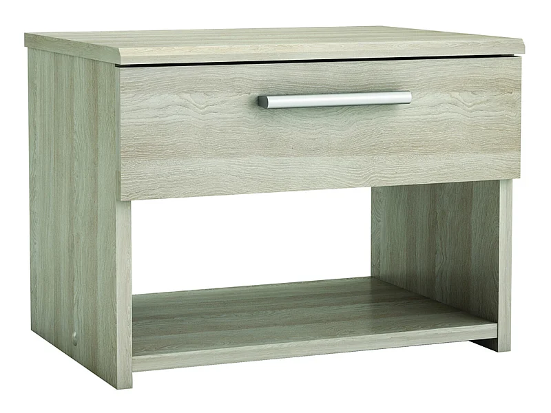 Chevet avec 1 tiroir coloris chêne shannon - Dim : 42,5 x 32,1 x 32,3 cm