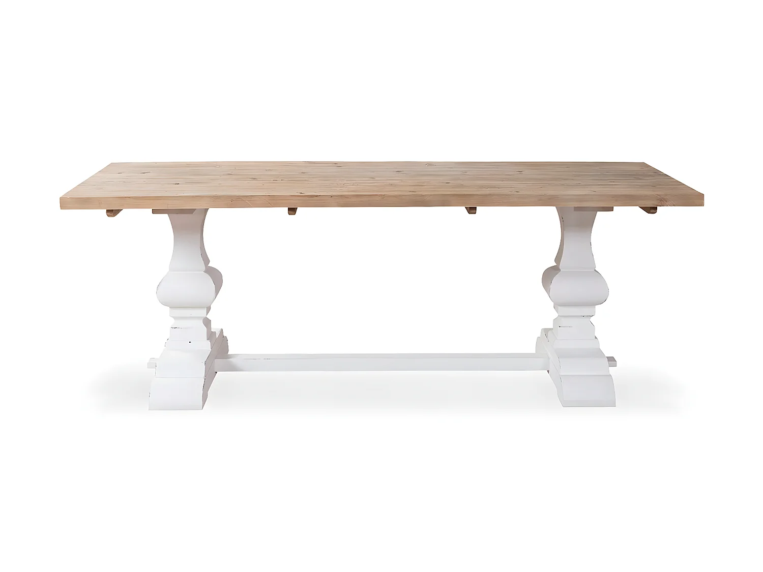 Table en pin vieilli LUBERON style monastère blanc