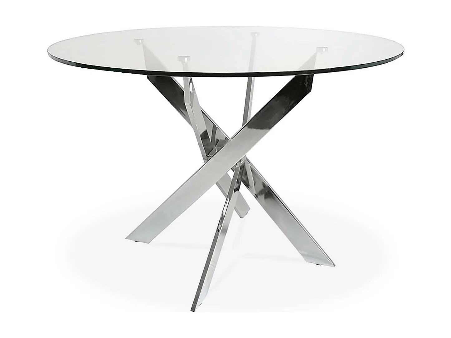 Table ronde en verre et pied chromé Sofia