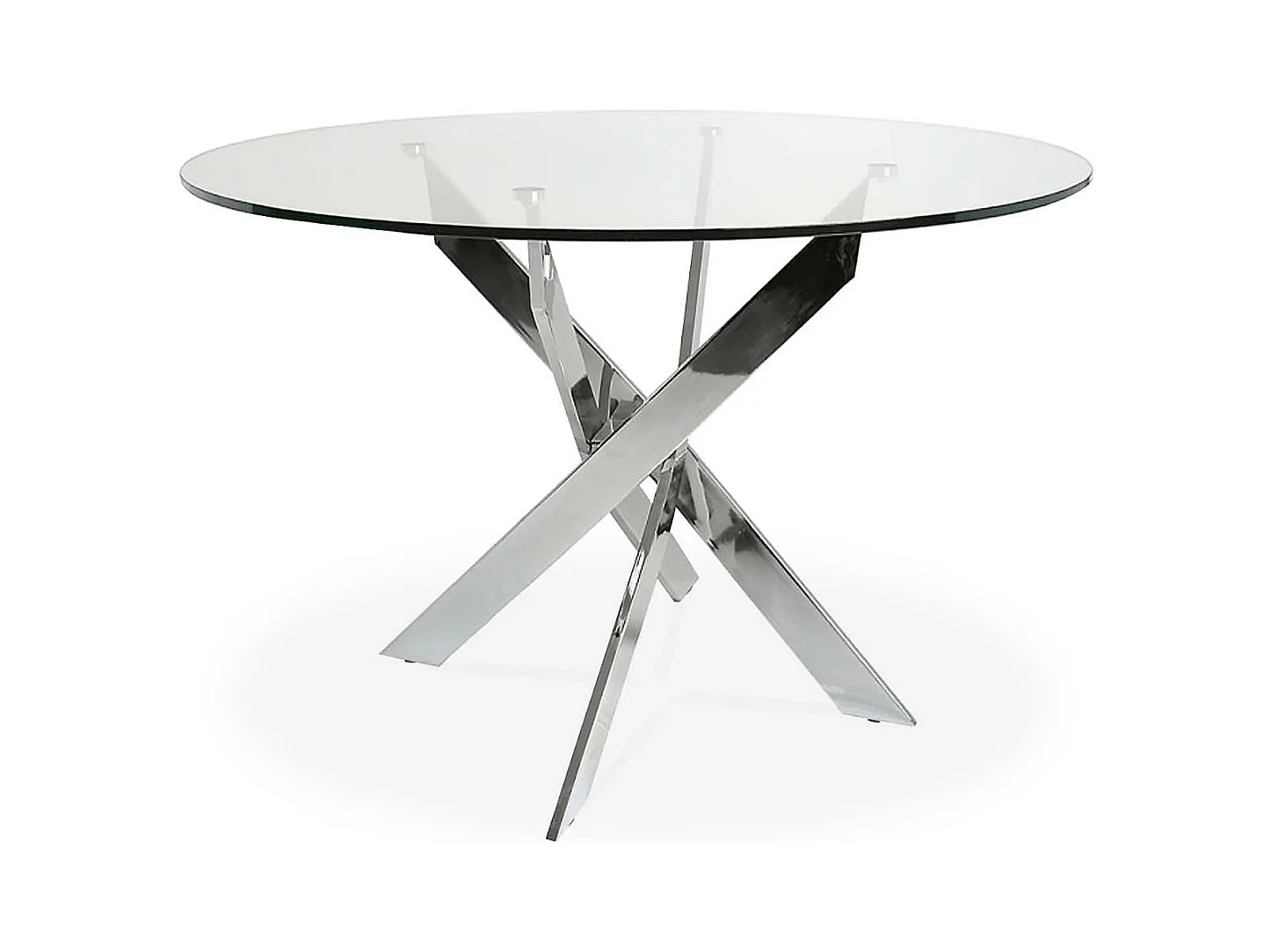 Table ronde en verre et pied chromé Sofia