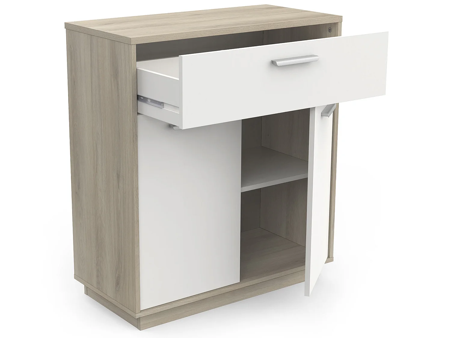 Meuble de rangement coloris chêne kronberg / blanc - longueur 76 x profondeur 36 x hauteur 86 cm